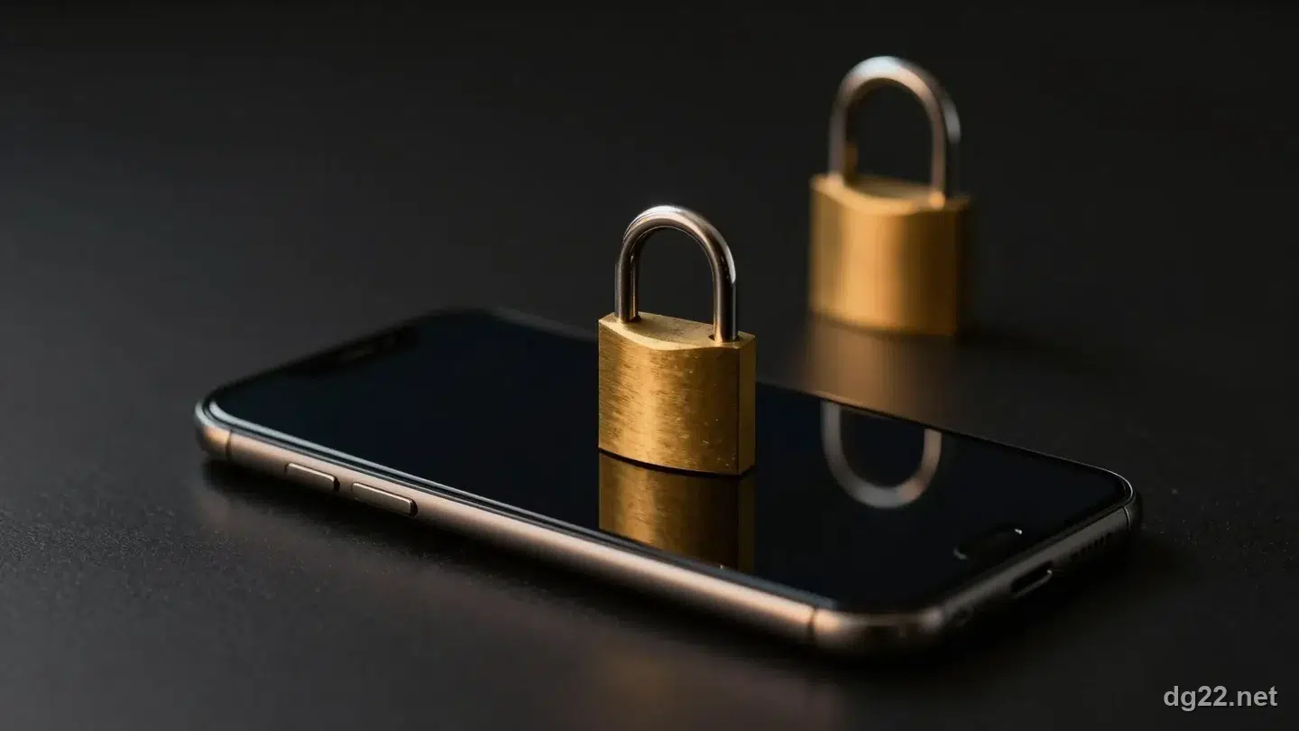 百家樂試玩需要下載 App 嗎?不用——真人桌是串流,瀏覽器就能開;會叫你「到設定裡允許安裝」的那一步才是重點 3 深色桌面上一支螢幕暗著的手機,上面放著一把敞開的黃銅掛鎖,遠處另有一把闔上的掛鎖